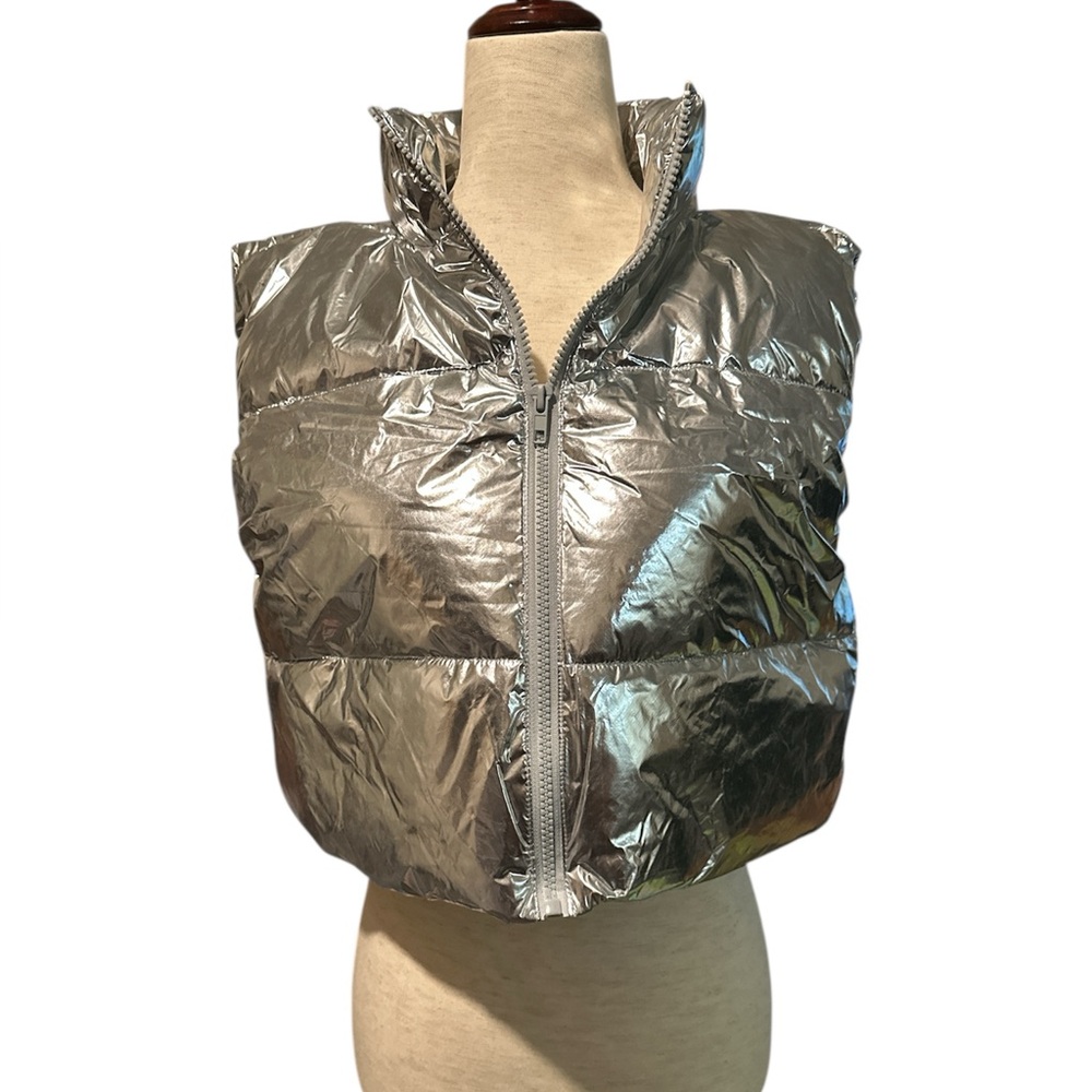 Forever 21 Silver Puffer Vest